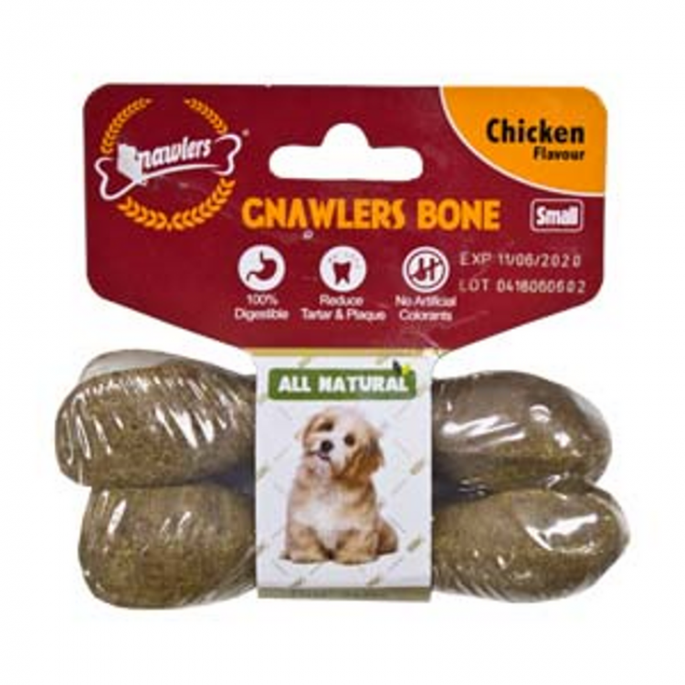 Gnawler Dog Treat 7.6cm Chicken Bone 3" Small Twin Pack