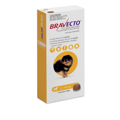 Bravecto Dog Flea & Tick Chewable Treatment For Extra Small Dog 2 - 4.5KG