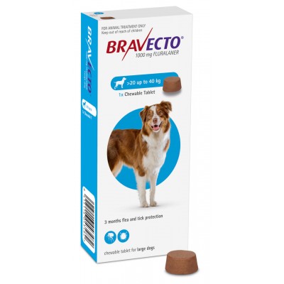 BRAVECTO DOG FLEA TREATMENT CHEWABLE TABLET FOR LARGE DOGS: 20 - 40KG 3 MONTHS