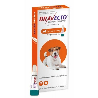 Bravecto Spot On Dog Flea Treatment For Small Dogs 4.5-10kg 6 MONTHS