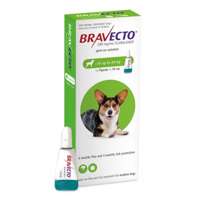 Bravecto Spot On Medium Dog Flea Treatment 10-20kg 6 Months
