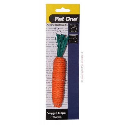 Pet One Veggie Rope Chews Toy For Small Animals - Carrot