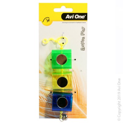 Avi One Bird Toy - 3 Rectangle Boxes With Mirror And Bell 20cm
