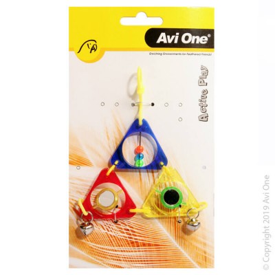 Avi One Bird Toy - Triangle Pyramid With Mirror Beads And Bell 16cm