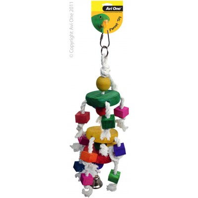Avi One Parrot Toy - Dancing Block With Rope & Bell 36cm