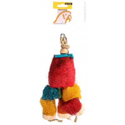 Avi One - Parrot Toy Loofah Discs With Wood 18x30cm