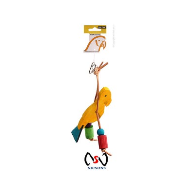 Avi One Bird Toy Parrot Toy Wooden Bird With Leather 18x22cm
