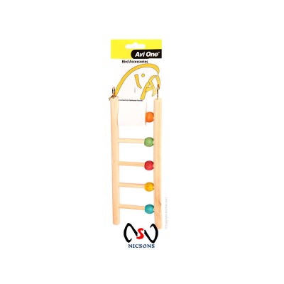 Avi One - Bird Toy Wooden Ladder 5 Rung With beads