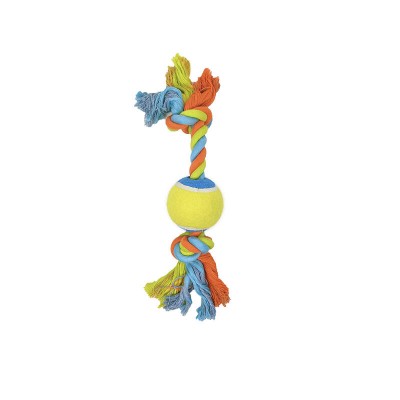ALLPET DOG TOY ROPE BONE WITH TENNIS BALL 31CM