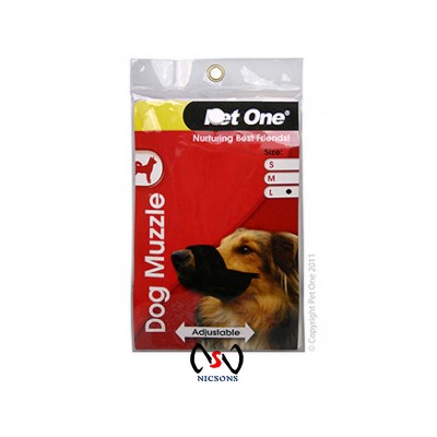 Pet One Dog Muzzle Nylon Adjustable (L) Black