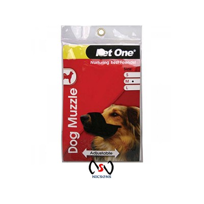 Pet One Dog Muzzle Nylon Adjustable (M) Black