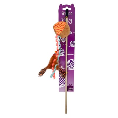 ALLPET CAT TOY TEASER WAND ORANGE BALL WITH FEATHER