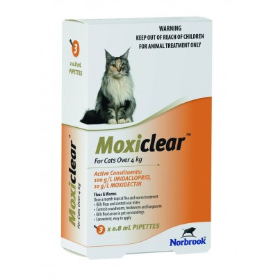 Moxiclear Flea And Worms Treatment For Cats Over 4kg 3PK