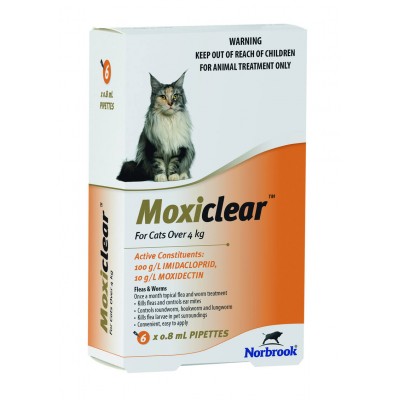 Moxiclear Flea And Worms Treatment For Cats Over 4kg 6PK