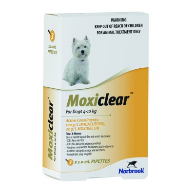 Moxiclear Fleas And Worms Treatment For Dogs 4-10kg 3PK