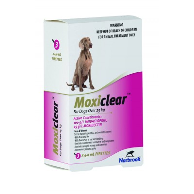 Moxiclear Fleas And Worms Treatment For Dogs Over 25KG 3PK