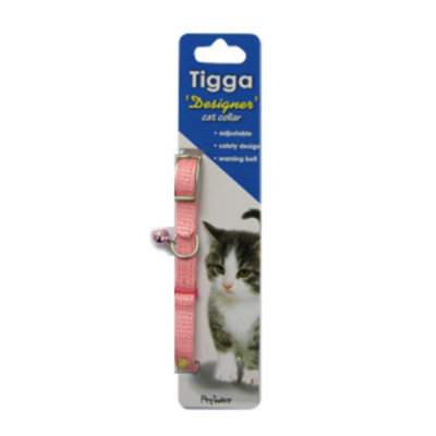 Tigga Footprint Cat Collar Light Pink 10mm x 28cm
