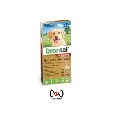 Drontal All Wormer For Dog Up To 35kg x 2 tabs