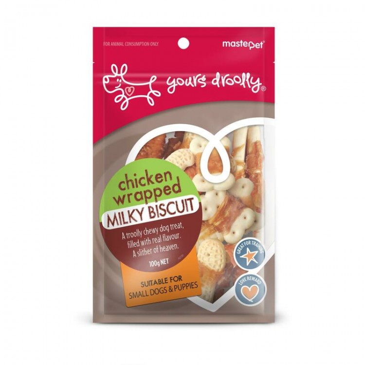 Yours Droolly Dog Treat Chicken Wrapped Milky Biscuit 100g