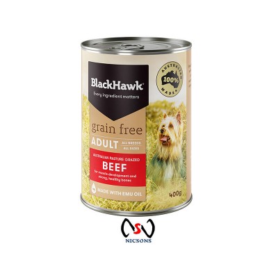 BlackHawk Dog Food Wet Grain Free Beef 400gms