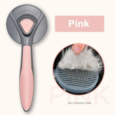 Dog Cat Grooming Comb Shedding Hair Remove Brush - Pink