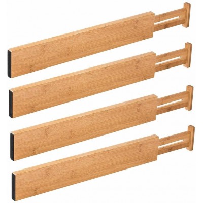 Bamboo Expandable Adjustable Drawer Dividers Organizers 4pcs
