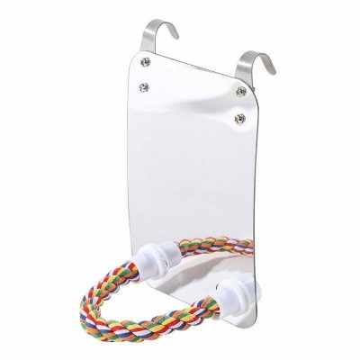 Bird Toy Mirror With Rope Perch