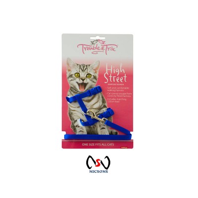 Trouble & Trix Cat Harness And Leash Set Blue