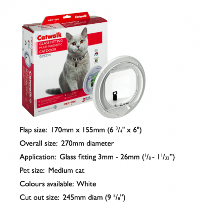 Catwalk Magnetic Glass Fitting Cat Door