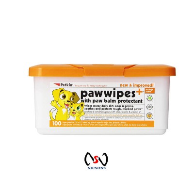 Petkin Dog Cat Paw Wipes Cleans Stops Spread 100PK